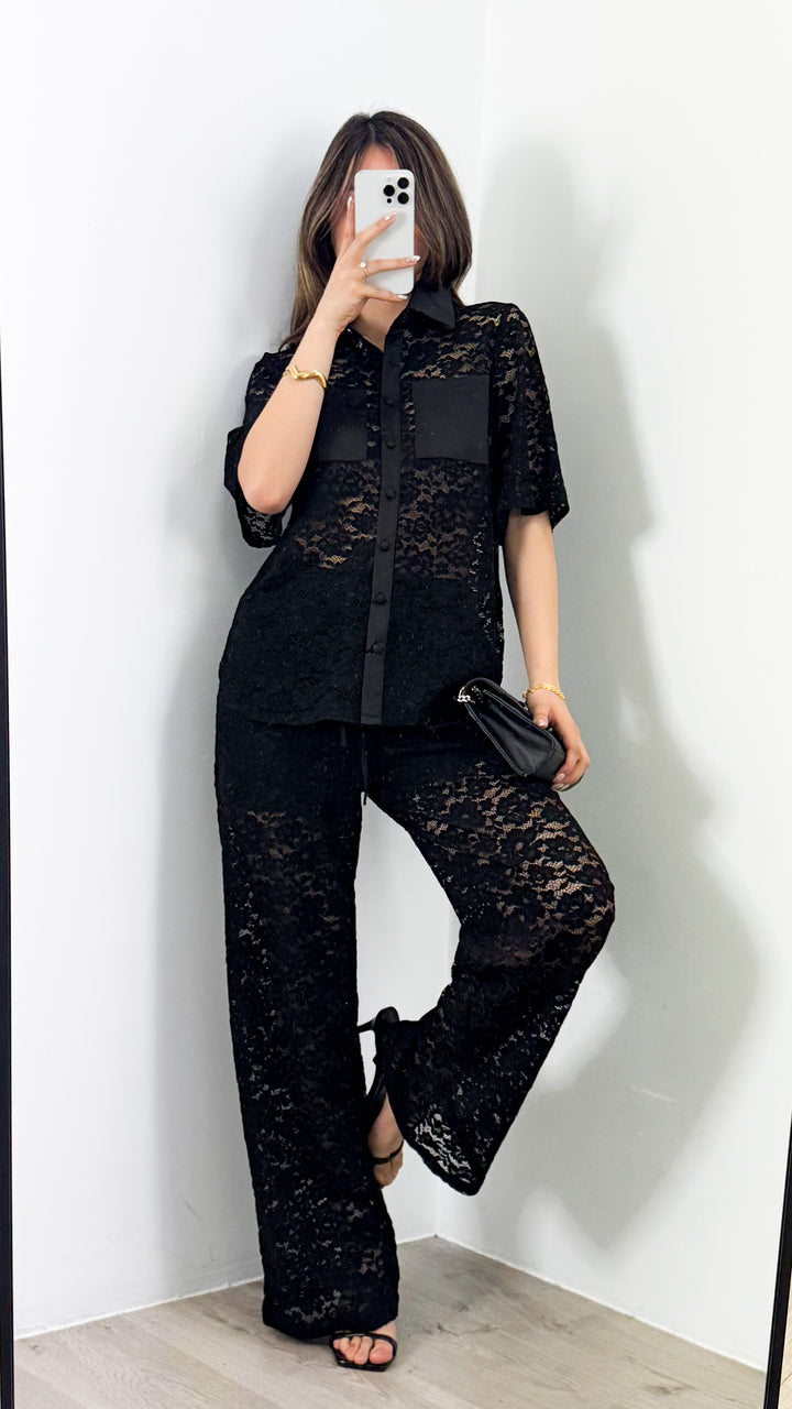 AZURA LACE SHIRT - BLACK