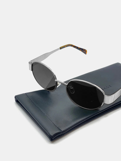 HELENA OVAL SUNNIES - SILVER/BLACK