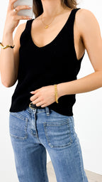 ANNIKA KNIT TANK TOP - BLACK