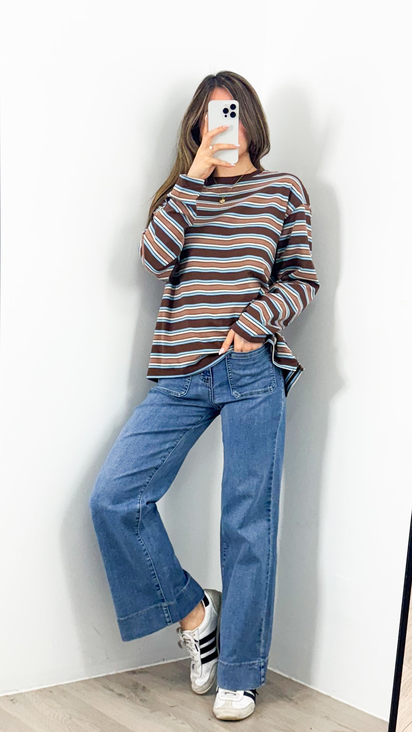 BOWEN STRIPE TOP - TAN
