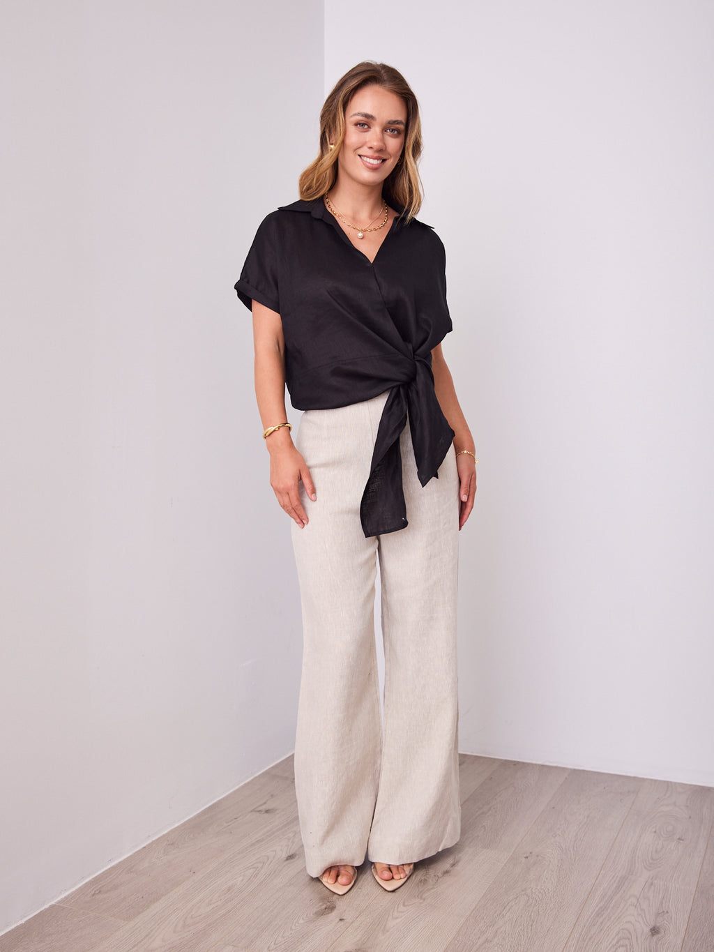 COMO LINEN SHIRT - BLACK