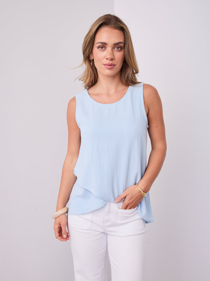 TALIA LINEN TOP - BABY BLUE
