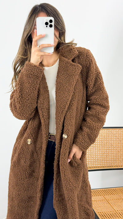 MARCO TEDDY COAT - CHOCOLATE