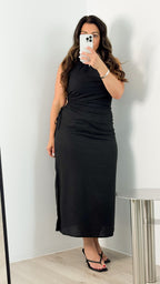 PAROS LINEN DRESS - BLACK