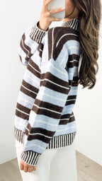 BESSIE STRIPE KNIT - CHOCOLATE/BLUE ( ETA end May )