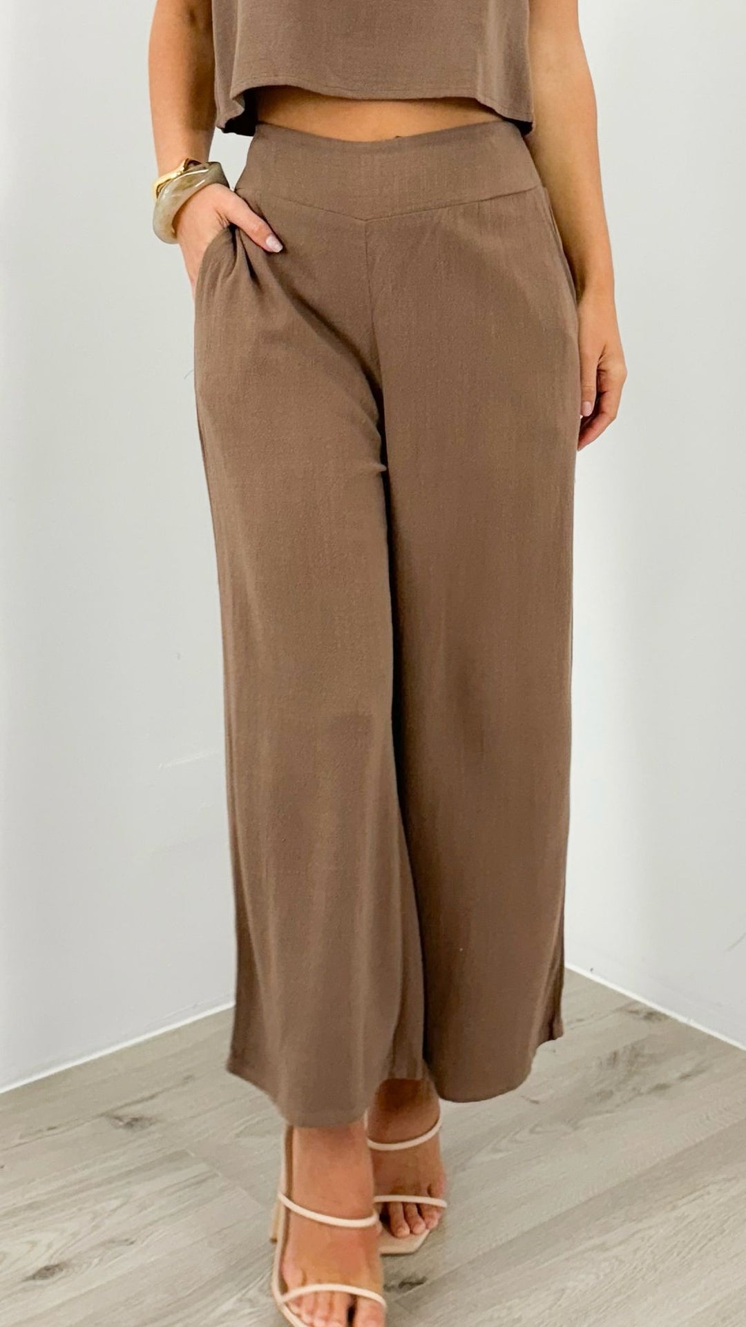 MEMPHIS 7/8 LINEN PANT - CHOCOLATE