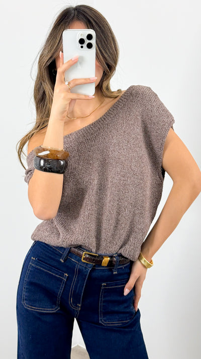 BETHENNY KNIT TOP - CHOCOLATE