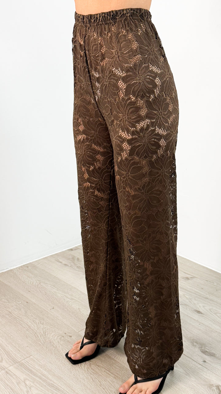 NADINE SHIRT & PANT SET - CHOCOLATE