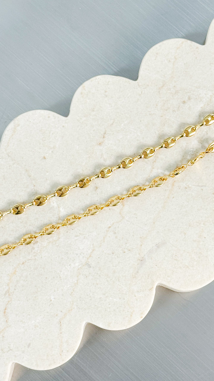 PUFF MARINER CHAIN 18K GOLD PLATED NECKLACE - GOLD