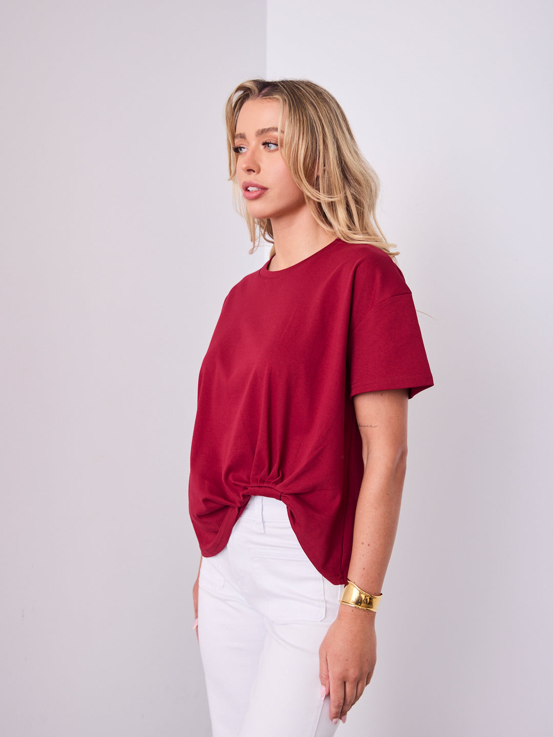 ESTHER EASY TUCK TEE - WINE