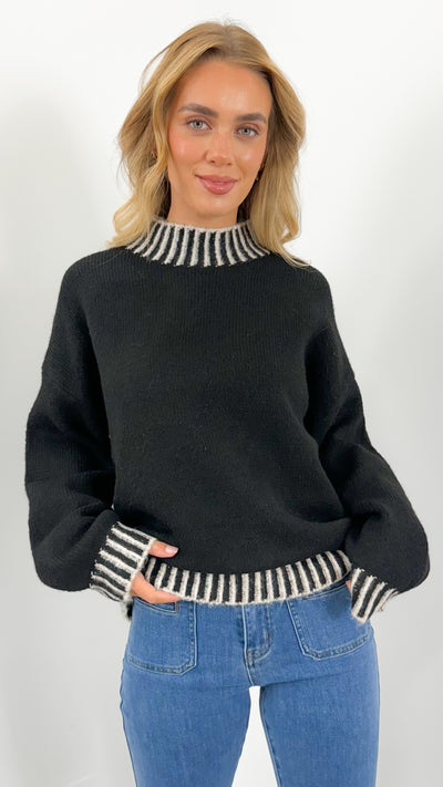 BESSIE STITCH KNIT - BLACK
