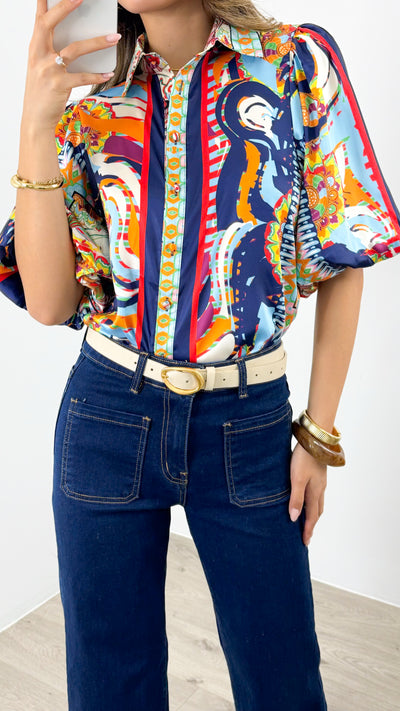 SICILY BLOUSE - NAVY