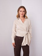 COMO LONG SLEEVE LINEN SHIRT - NATURAL