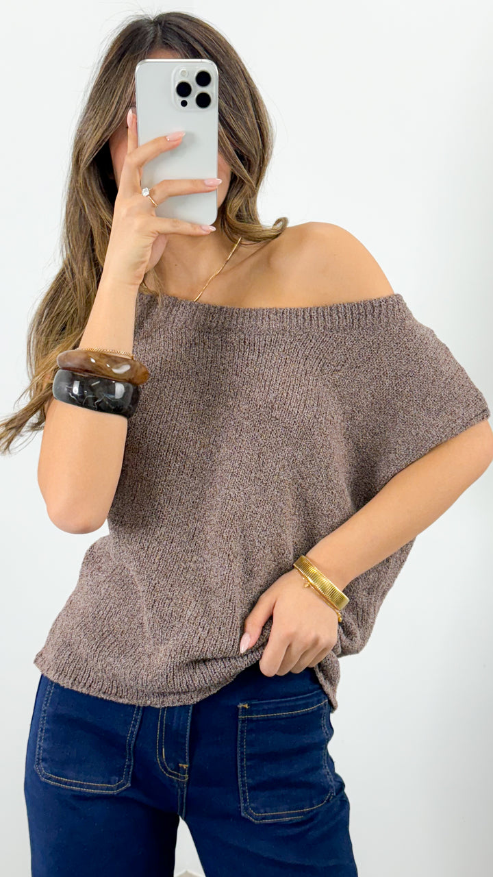 BETHENNY KNIT TOP - CHOCOLATE