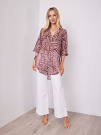 SHANI SHIRT - PINK/CHOCOLATE