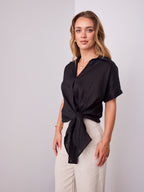 COMO LINEN SHIRT - BLACK