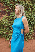 PAROS LINEN DRESS - BLUE