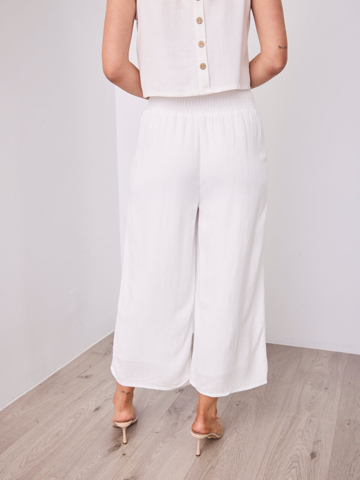 MEMPHIS 7/8 LINEN PANT - WHITE