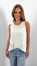 TALIA LINEN TOP - BEIGE