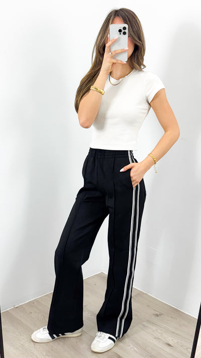 LUCAS STRIPE PANT - BLACK