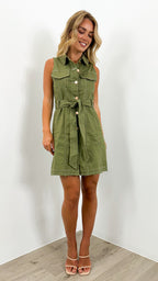 ZHANE DENIM DRESS - KHAKI