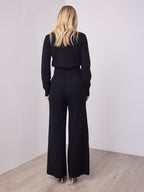 ENZA ZIP KNIT TOP & PANT SET - BLACK