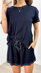 ESTHER EASY TUCK TEE + SHORTS SET - NAVY