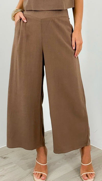 MEMPHIS 7/8 LINEN PANT - CHOCOLATE