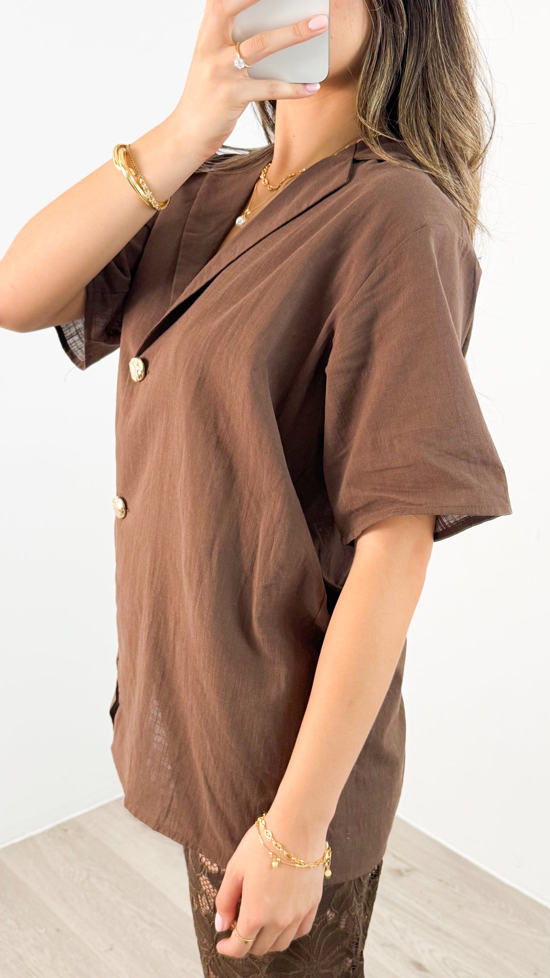 NADINE SHIRT & PANT SET - CHOCOLATE