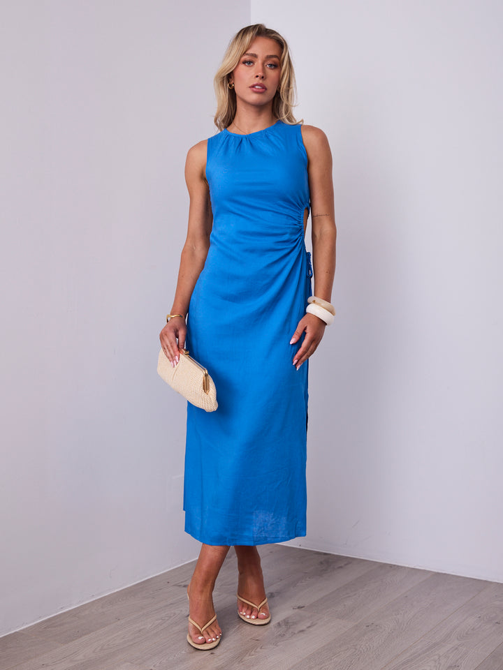 PAROS LINEN DRESS - BLUE