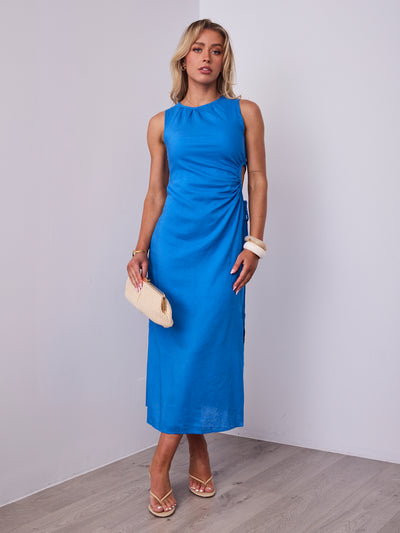 PAROS LINEN DRESS - BLUE
