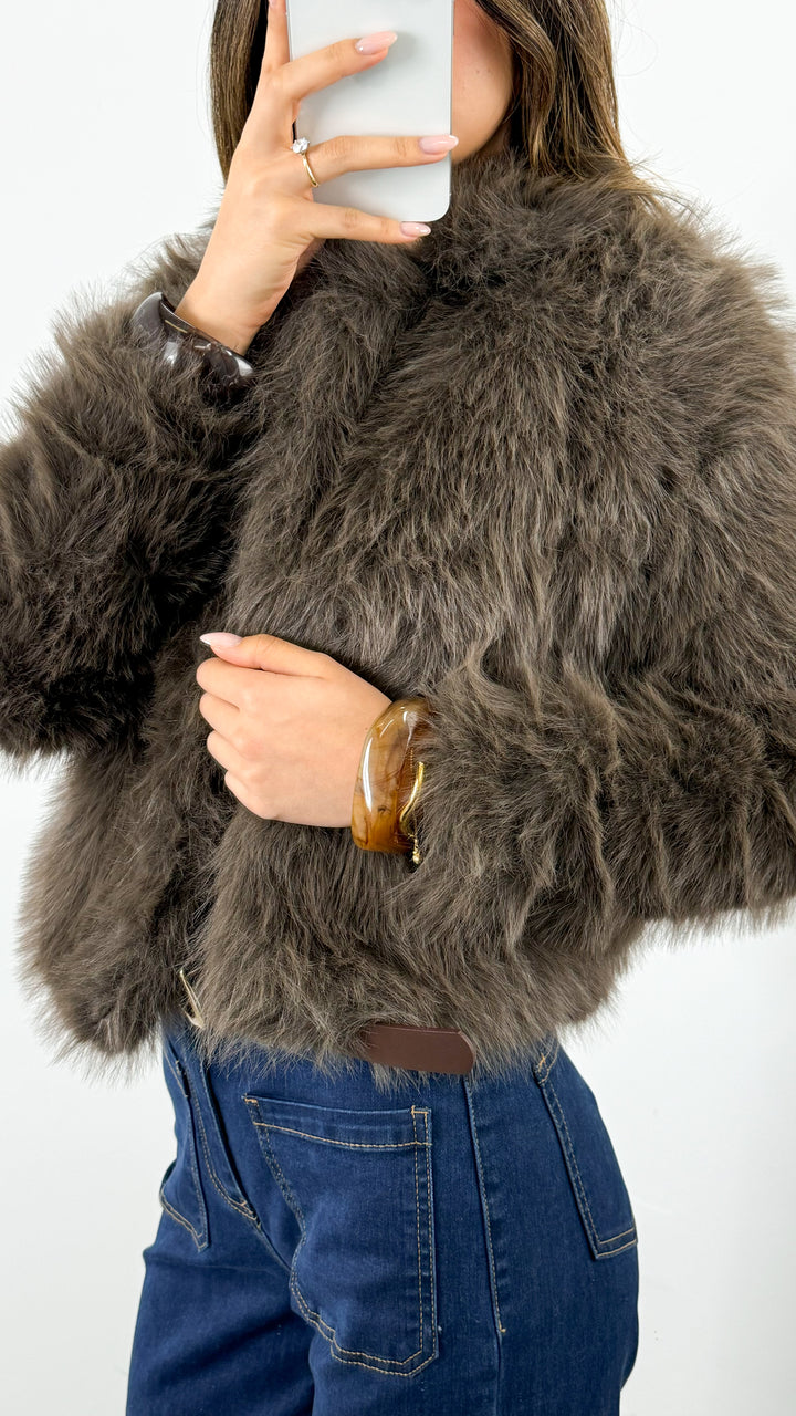 CHICAGO FAUX FUR JACKET - MOCHA