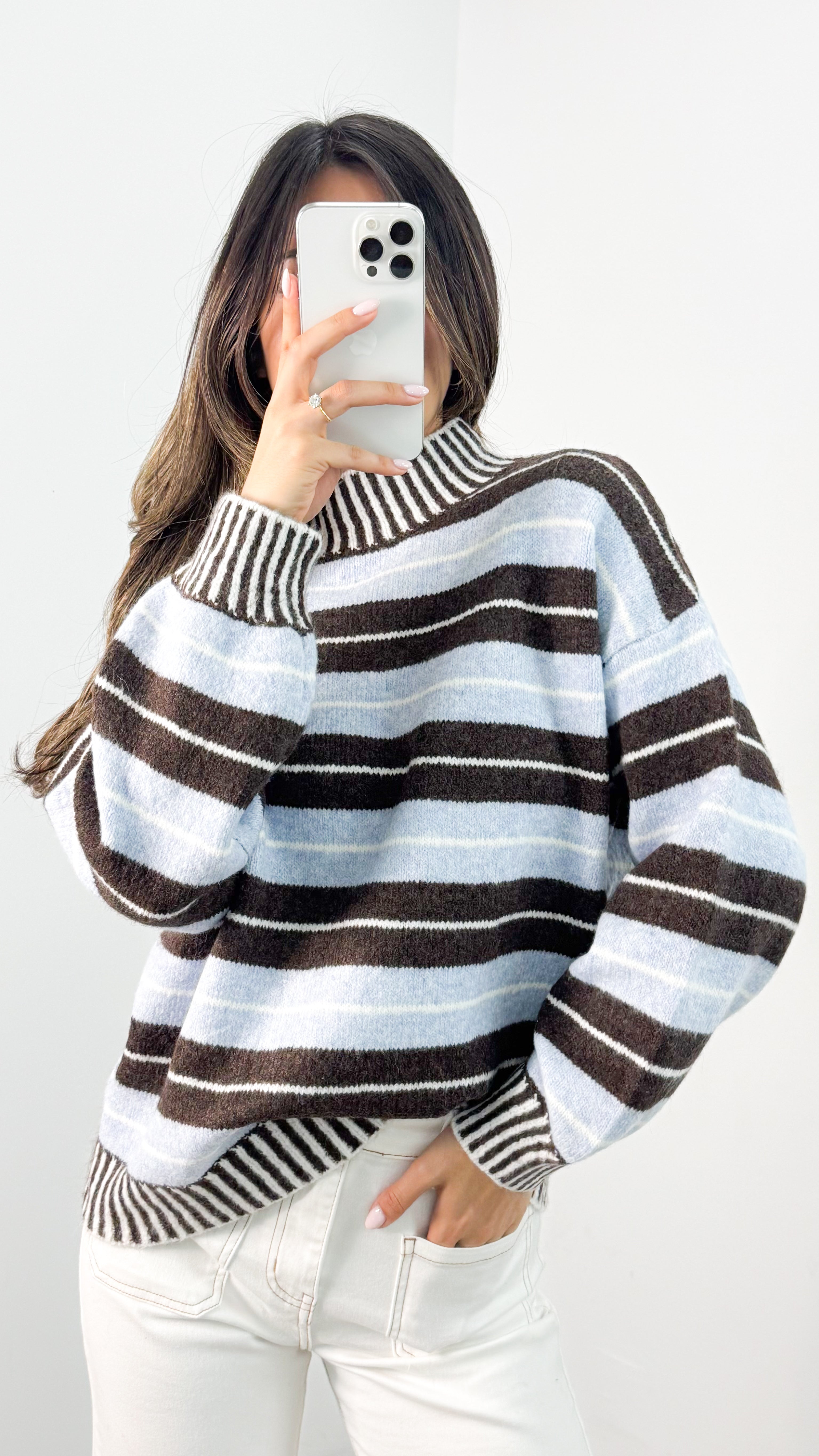 BESSIE STRIPE KNIT - CHOCOLATE/BLUE