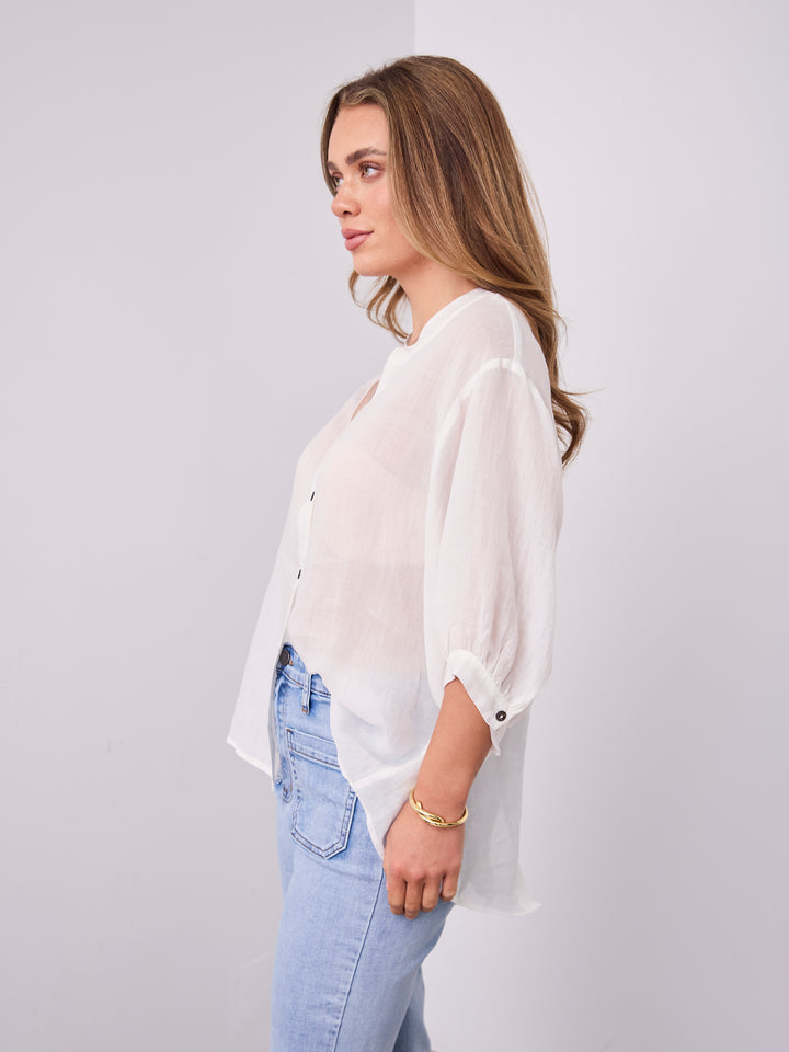 CATHY LINEN SHIRT - WHITE