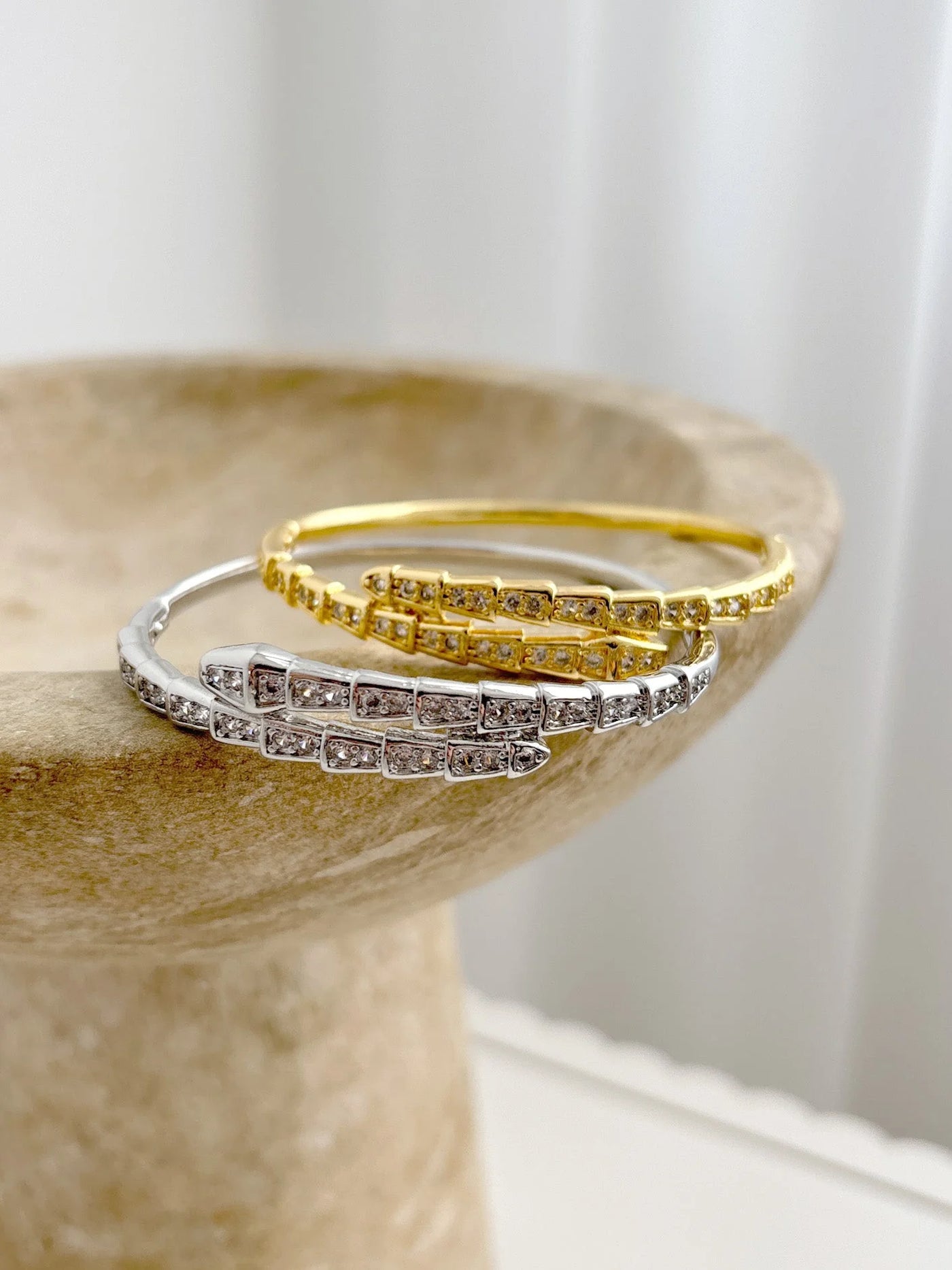 SEREN DIAMANTE STERLING SILVER PLATED BANGLE - SILVER