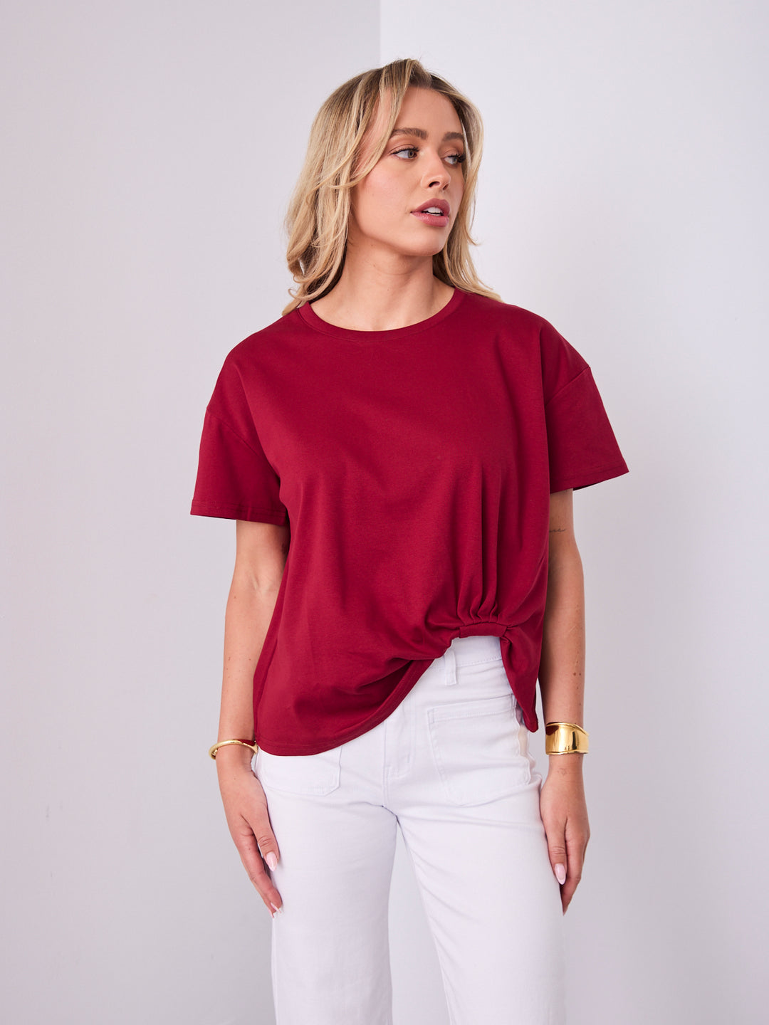 ESTHER EASY TUCK TEE - WINE