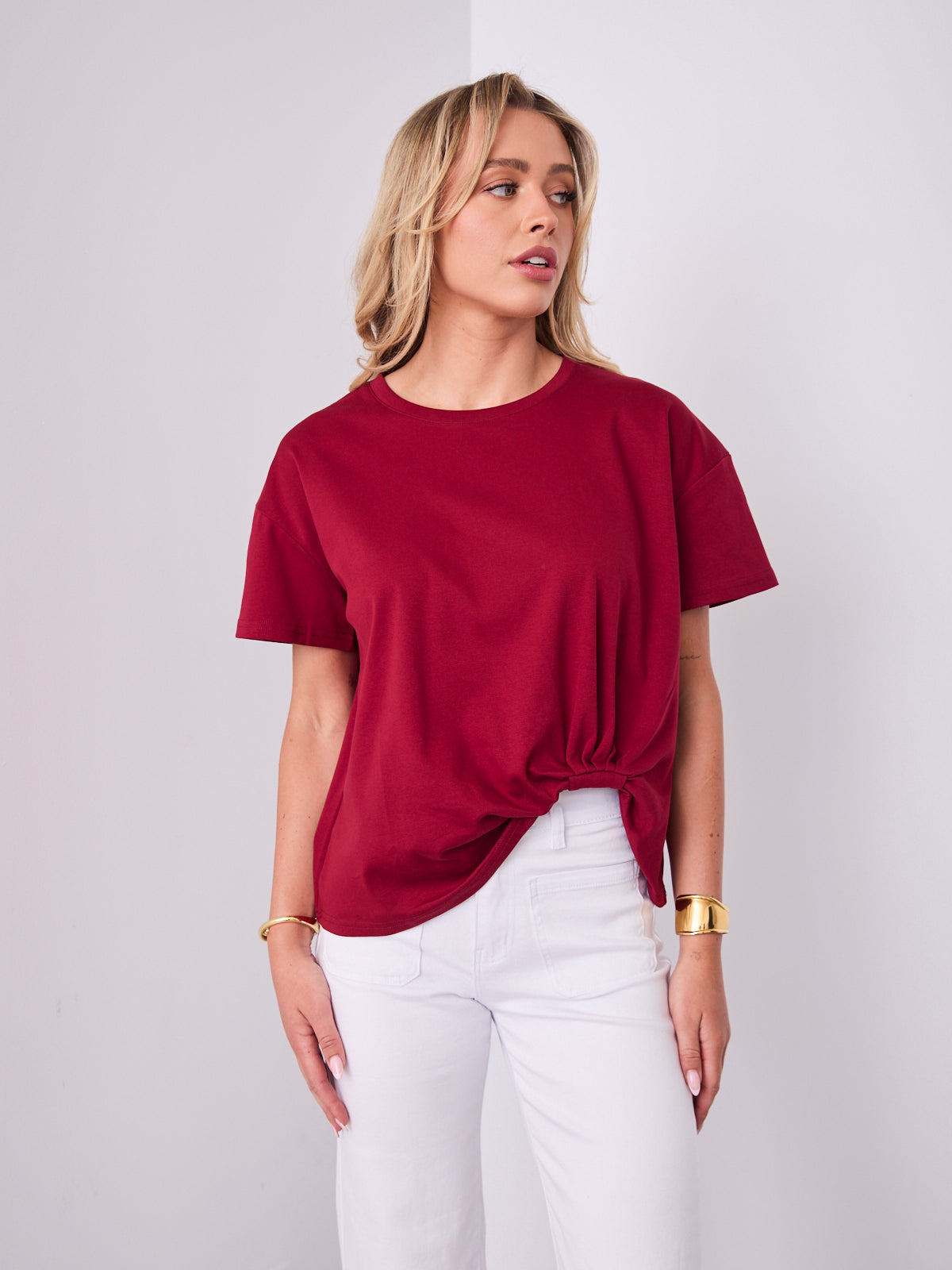 ESTHER EASY TUCK TEE - WINE