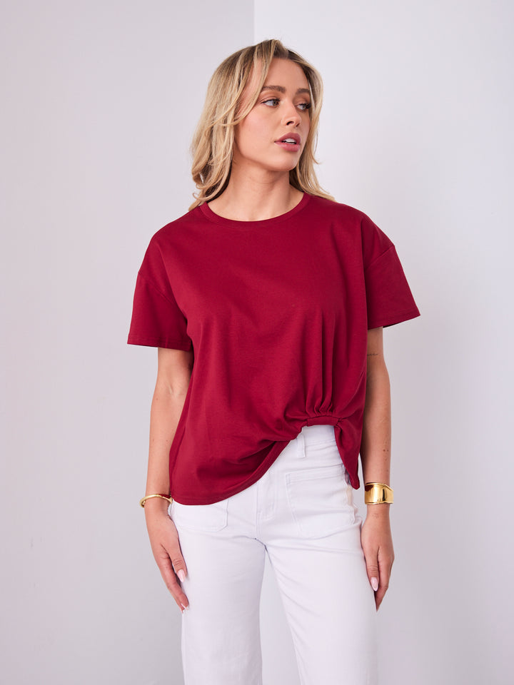 ESTHER EASY TUCK TEE - WINE