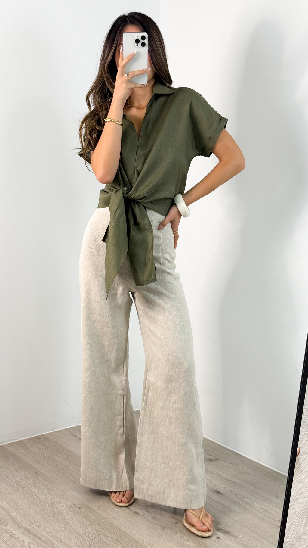 COMO LINEN SHIRT - KHAKI