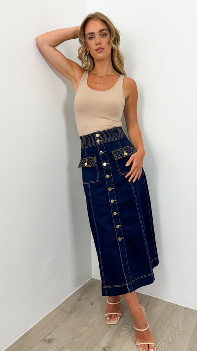 PRESTON DENIM SKIRT - INDIGO