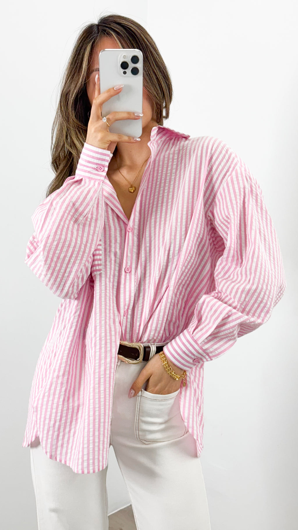 THURSDAY STRIPE SHIRT - PINK