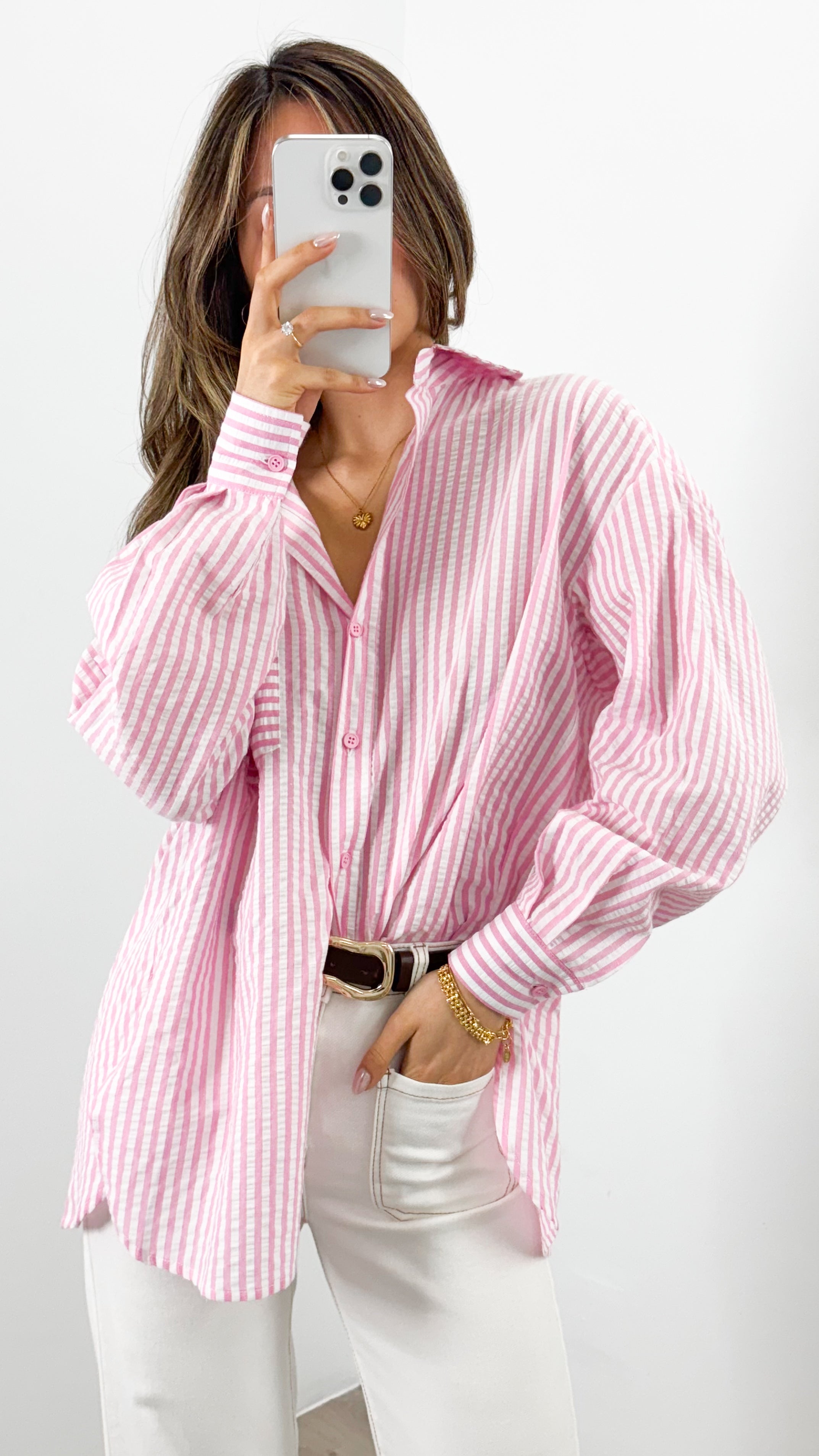 THURSDAY STRIPE SHIRT - PINK