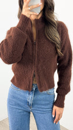 NOAH ZIP KNIT - CHOCOLATE