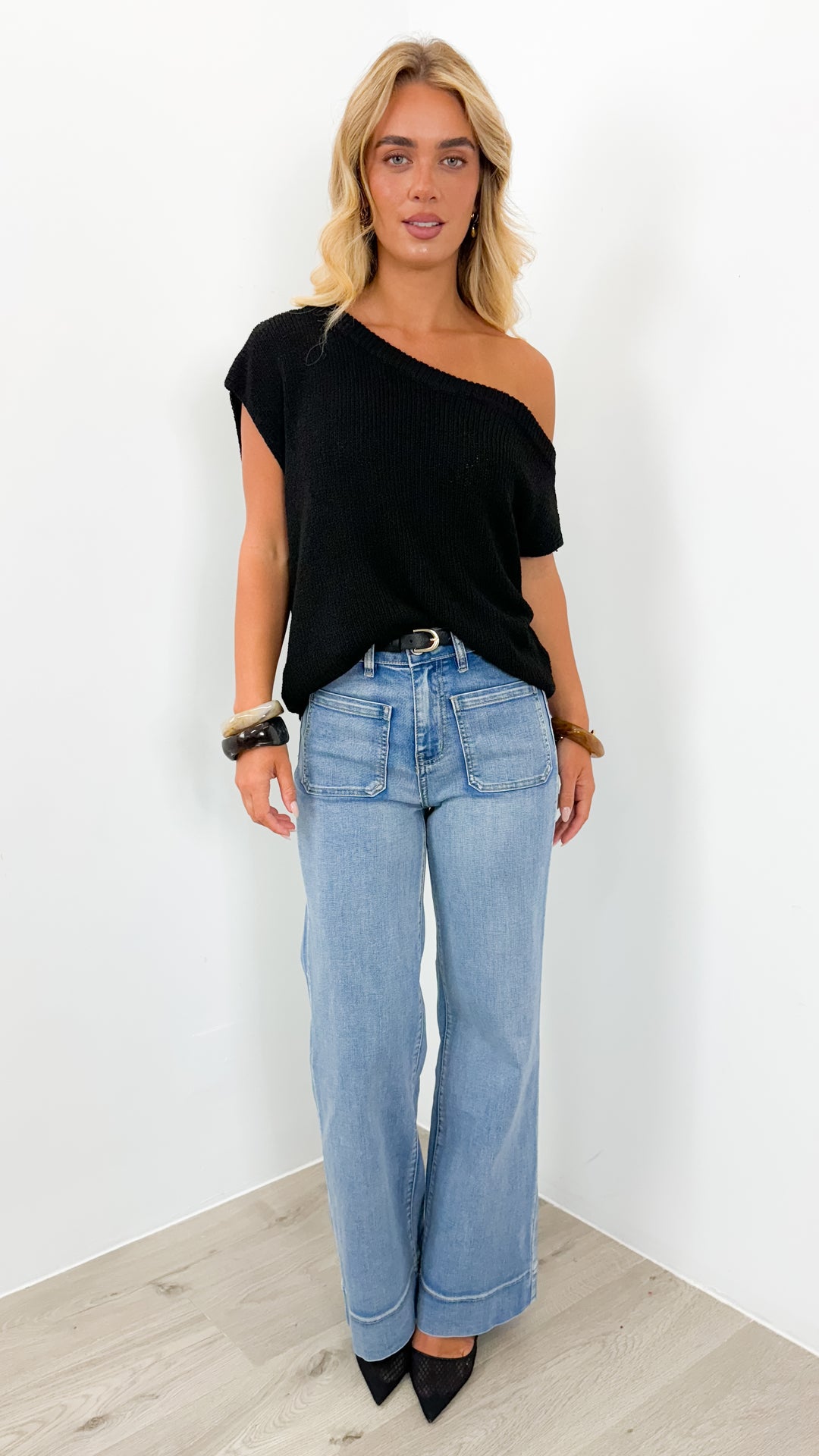 BETHENNY KNIT TOP - BLACK