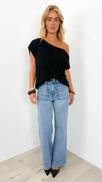 BETHENNY KNIT TOP - BLACK