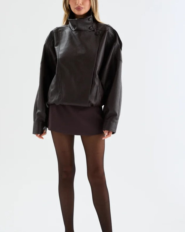 REBEL PU JACKET - CHOCOLATE