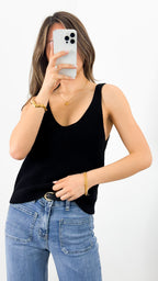 ANNIKA KNIT TANK TOP - BLACK