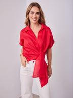 COMO LINEN SHIRT - RED