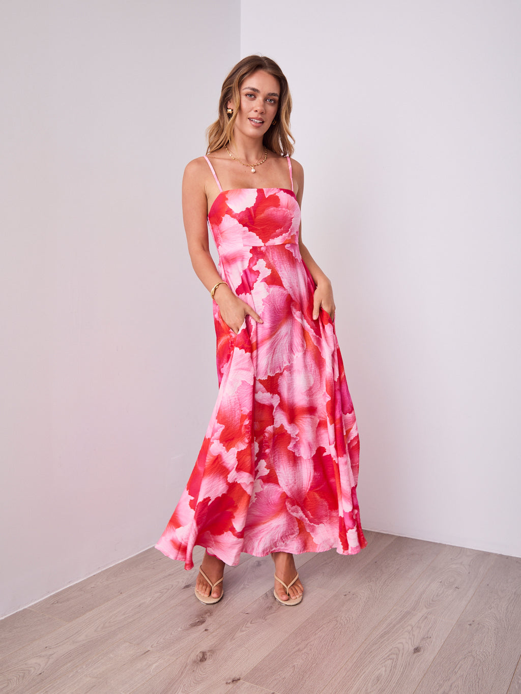 ROSE MAXI DRESS - PINK/RED