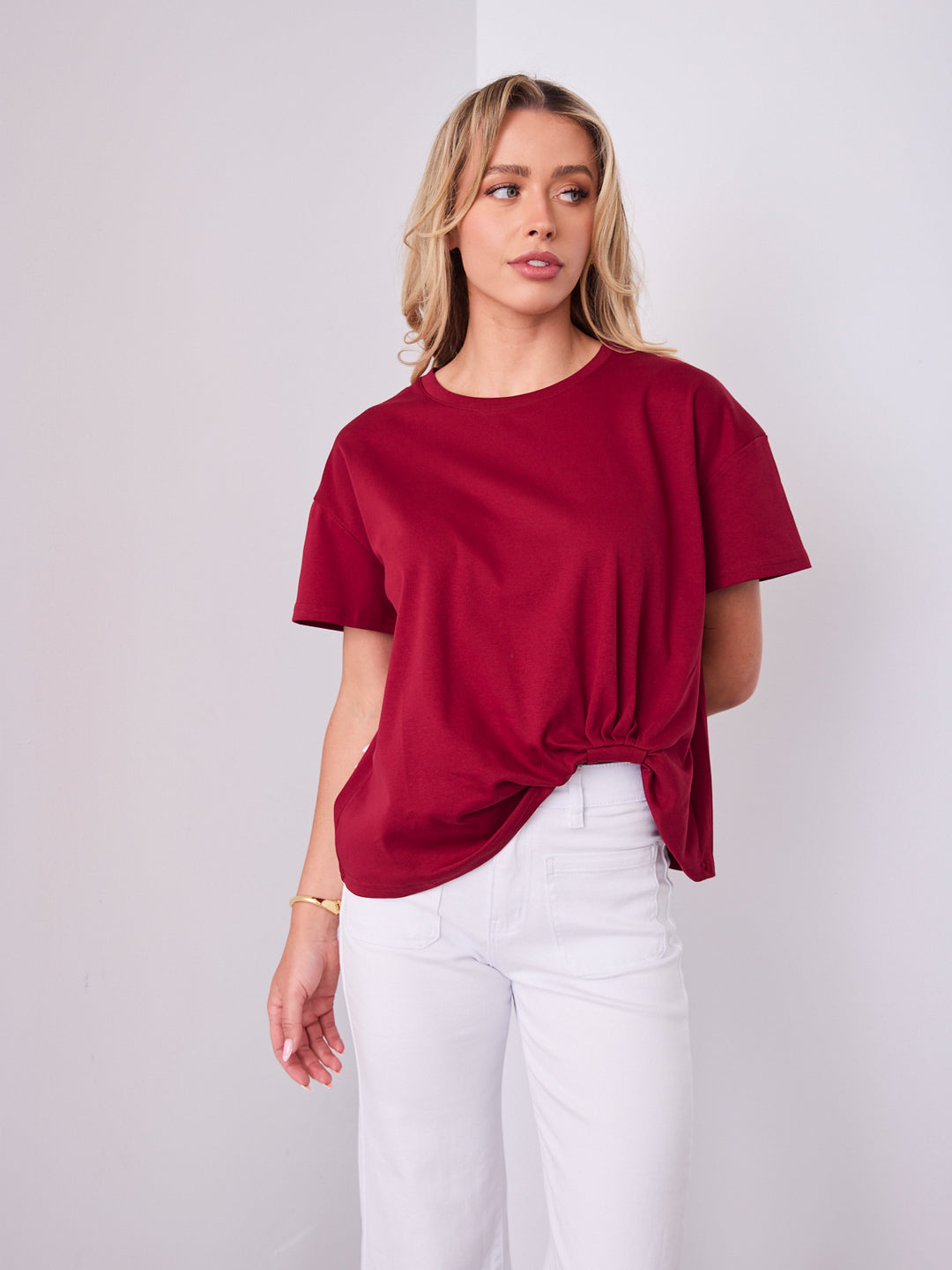 ESTHER EASY TUCK TEE - WINE